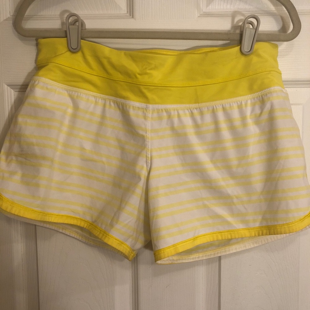 Lululemon bright yellow running shorts